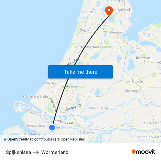 Spijkenisse to Wormerland map