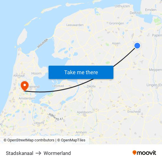 Stadskanaal to Wormerland map