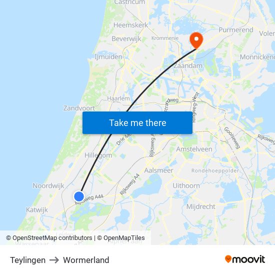 Teylingen to Wormerland map