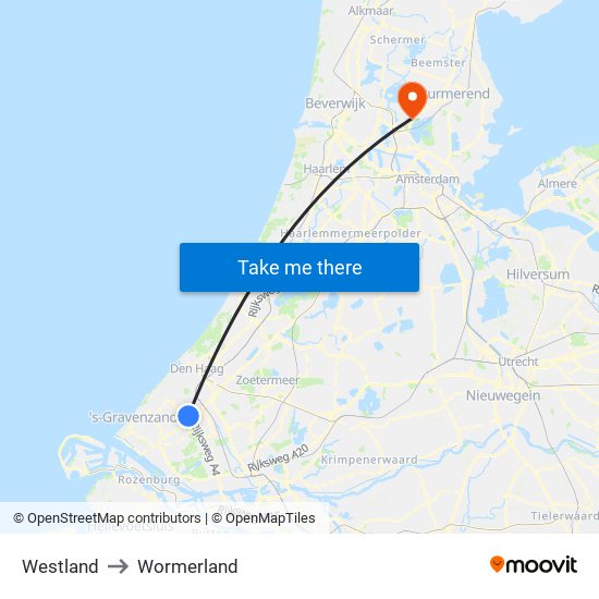 Westland to Wormerland map