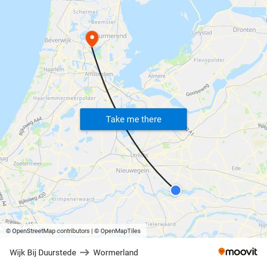 Wijk Bij Duurstede to Wormerland map