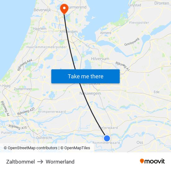 Zaltbommel to Wormerland map