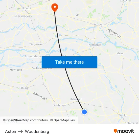 Asten to Woudenberg map