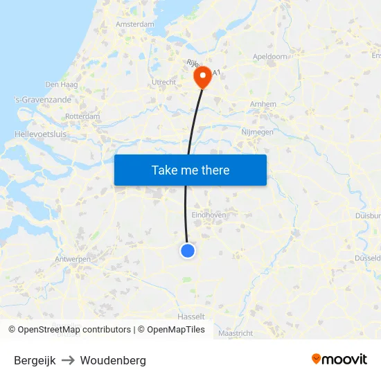 Bergeijk to Woudenberg map