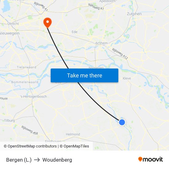 Bergen (L.) to Woudenberg map