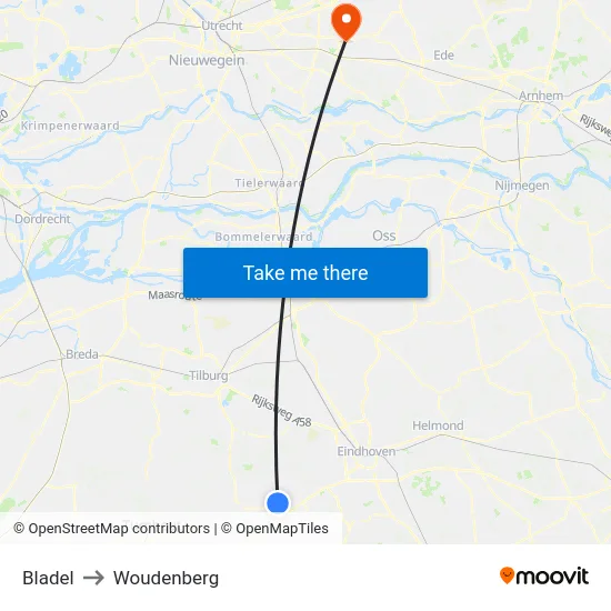 Bladel to Woudenberg map