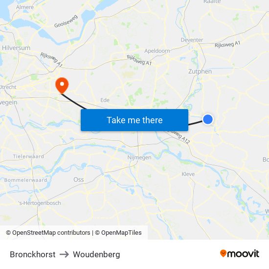 Bronckhorst to Woudenberg map