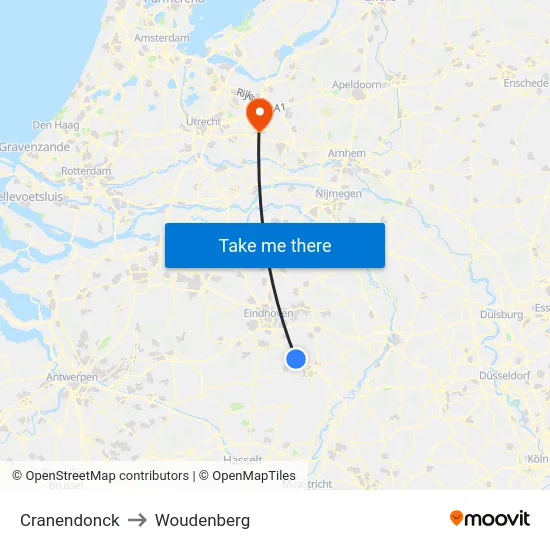 Cranendonck to Woudenberg map