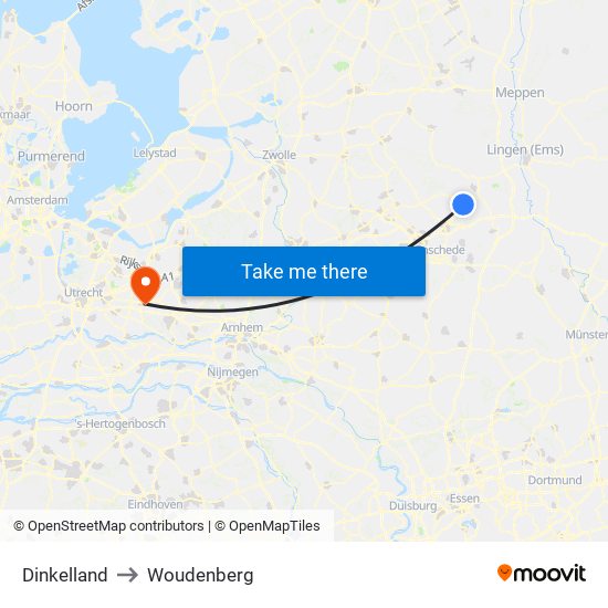 Dinkelland to Woudenberg map