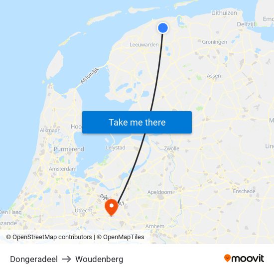 Dongeradeel to Woudenberg map