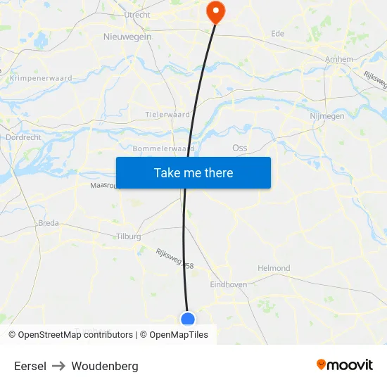 Eersel to Woudenberg map
