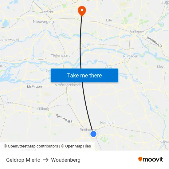Geldrop-Mierlo to Woudenberg map