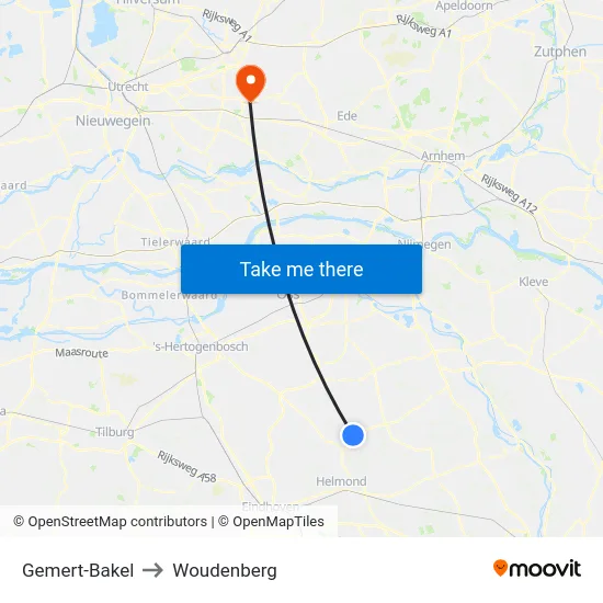 Gemert-Bakel to Woudenberg map