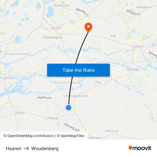 Haaren to Woudenberg map