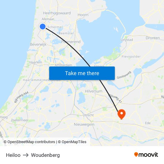 Heiloo to Woudenberg map