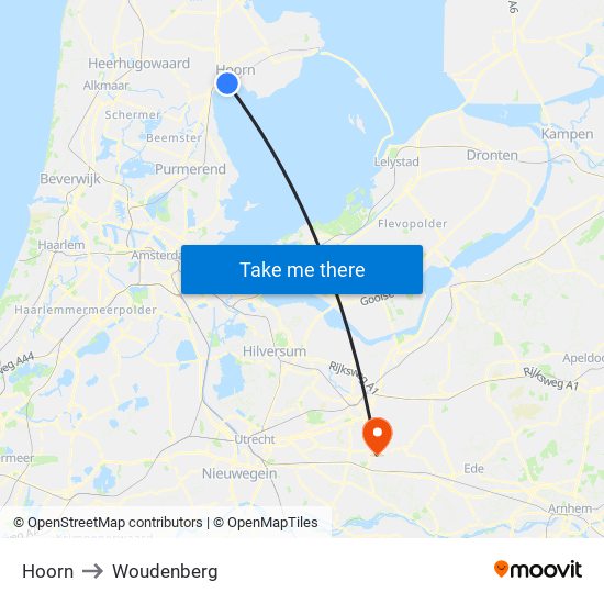 Hoorn to Woudenberg map