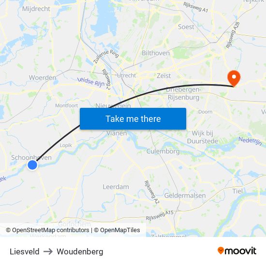 Liesveld to Woudenberg map