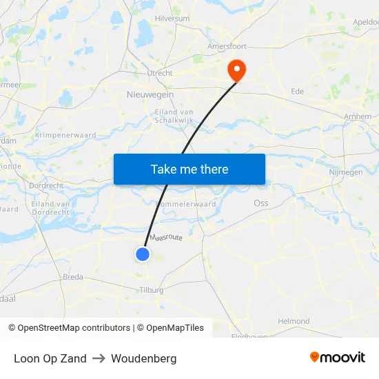 Loon Op Zand to Woudenberg map