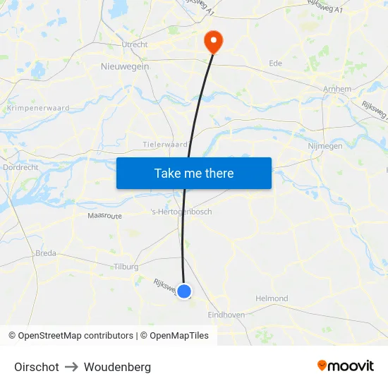Oirschot to Woudenberg map