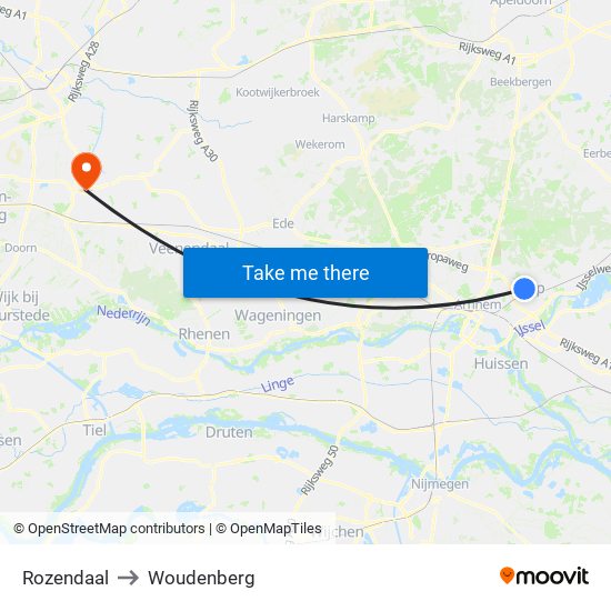 Rozendaal to Woudenberg map