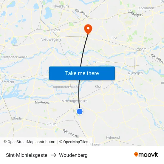 Sint-Michielsgestel to Woudenberg map