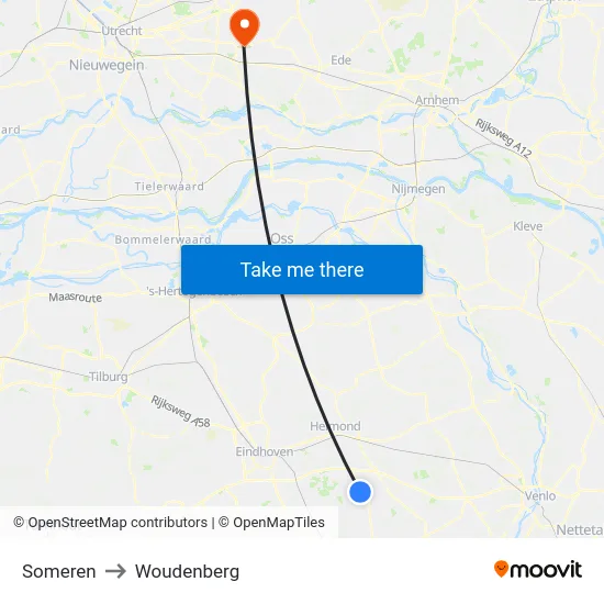 Someren to Woudenberg map