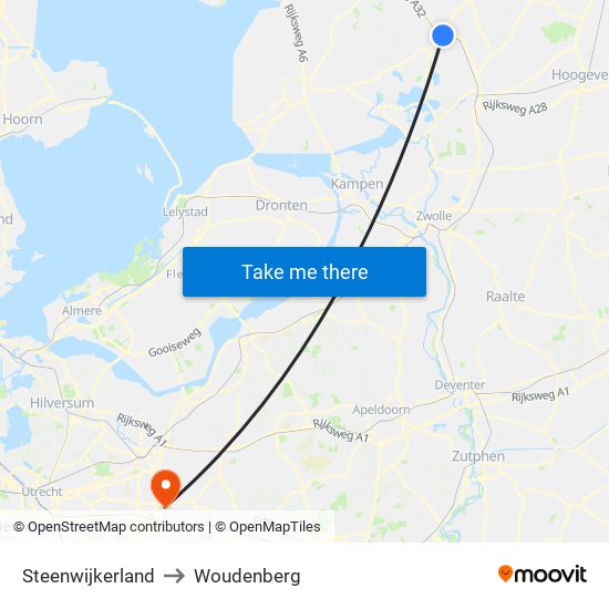 Steenwijkerland to Woudenberg map