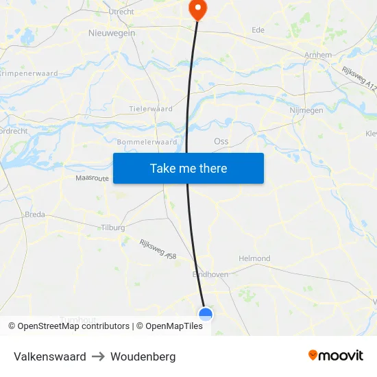 Valkenswaard to Woudenberg map