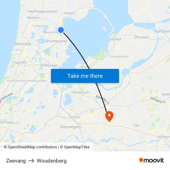 Zeevang to Woudenberg map