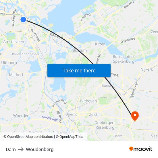 Dam to Woudenberg map