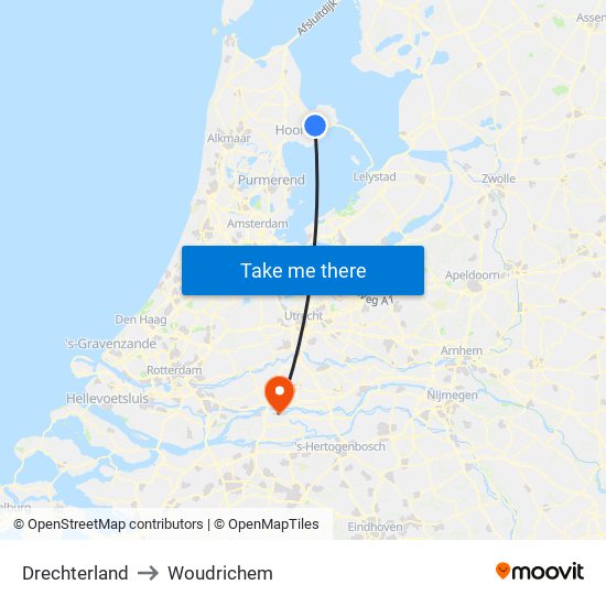 Drechterland to Woudrichem map