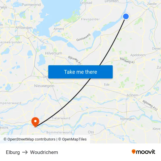 Elburg to Woudrichem map