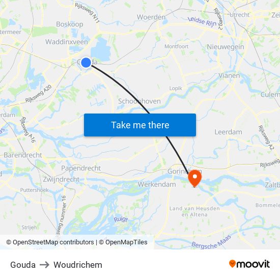 Gouda to Woudrichem map