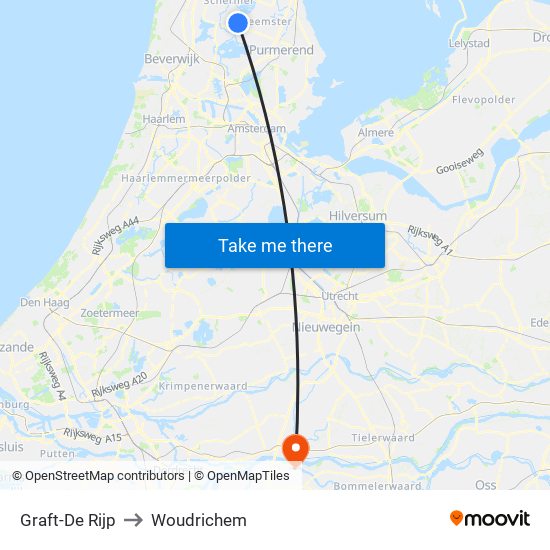 Graft-De Rijp to Woudrichem map