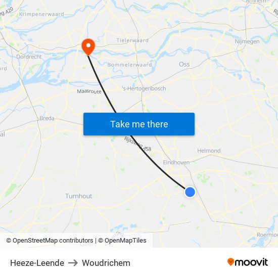 Heeze-Leende to Woudrichem map