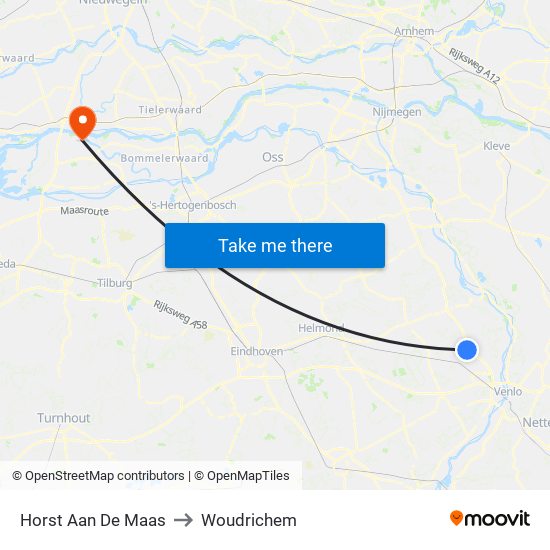 Horst Aan De Maas to Woudrichem map