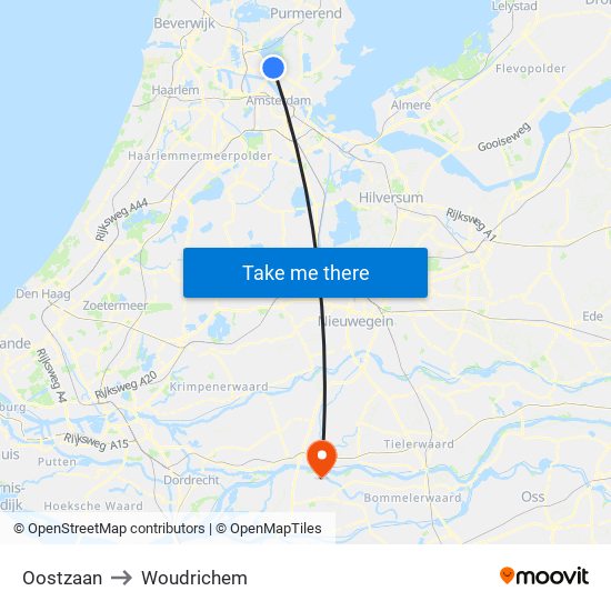 Oostzaan to Woudrichem map