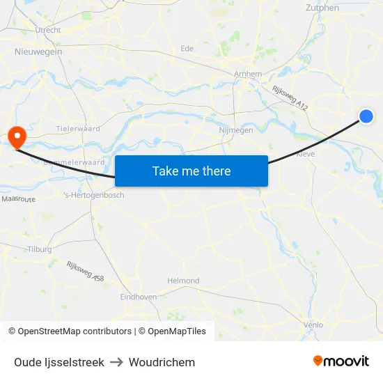 Oude Ijsselstreek to Woudrichem map