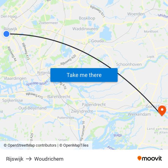 Rijswijk to Woudrichem map