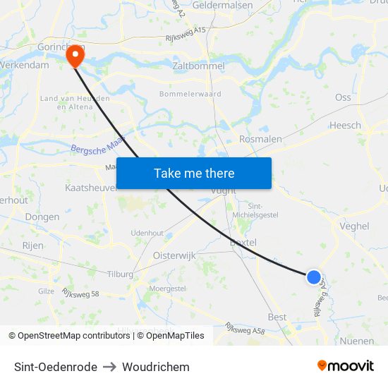 Sint-Oedenrode to Woudrichem map