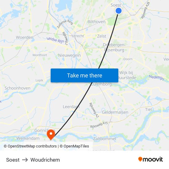 Soest to Woudrichem map