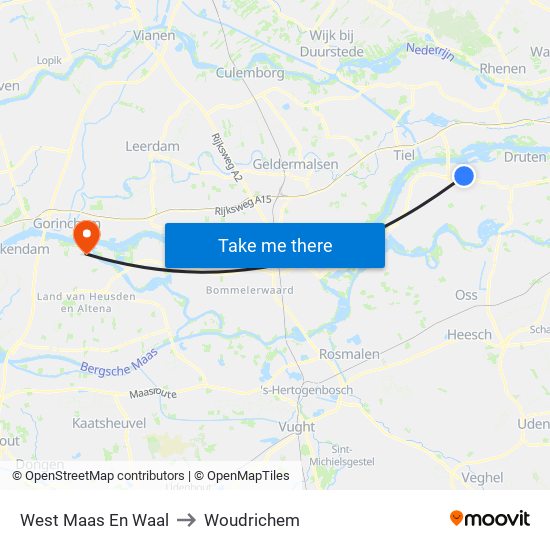 West Maas En Waal to Woudrichem map