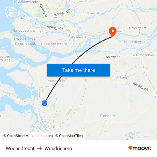 Woensdrecht to Woudrichem map