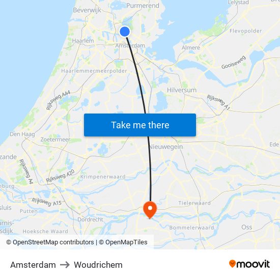 Amsterdam to Woudrichem map