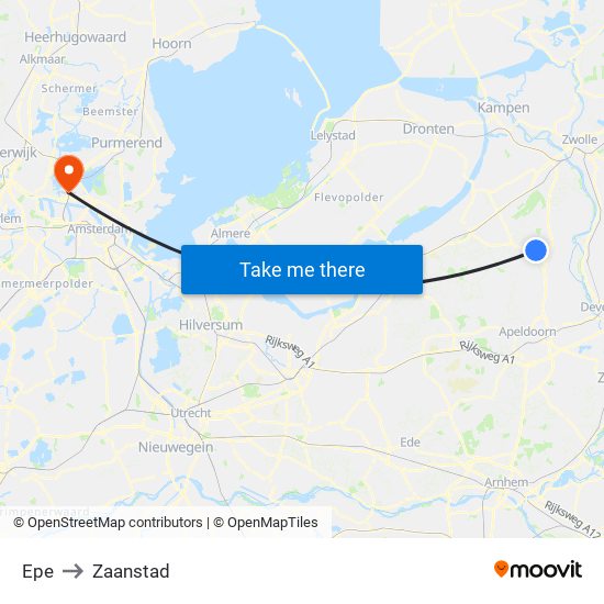 Epe to Zaanstad map