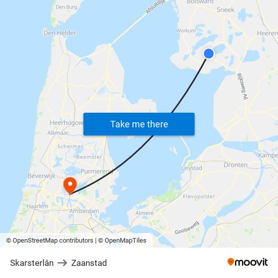 Skarsterlân to Zaanstad map