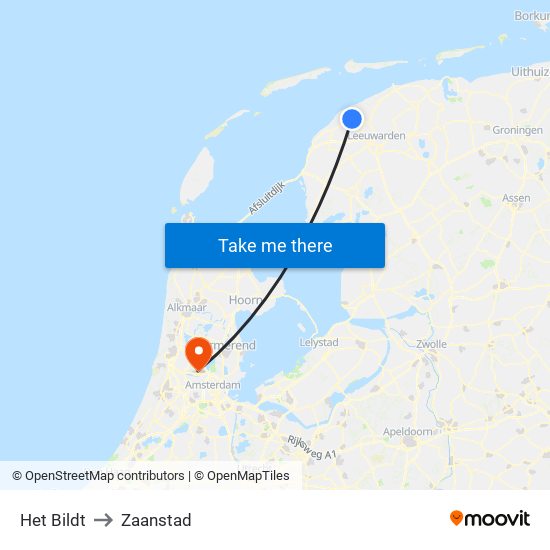 Het Bildt to Zaanstad map