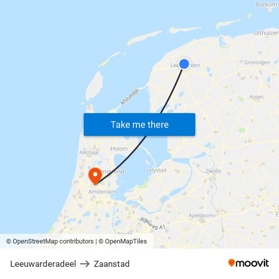 Leeuwarderadeel to Zaanstad map