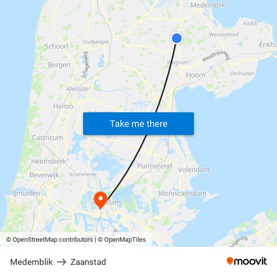 Medemblik to Zaanstad map