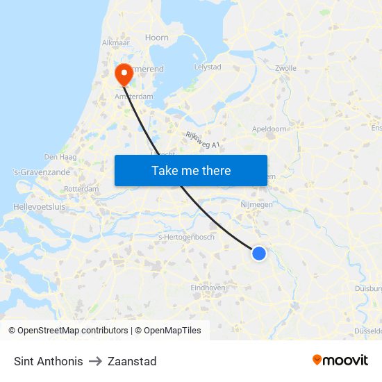 Sint Anthonis to Zaanstad map